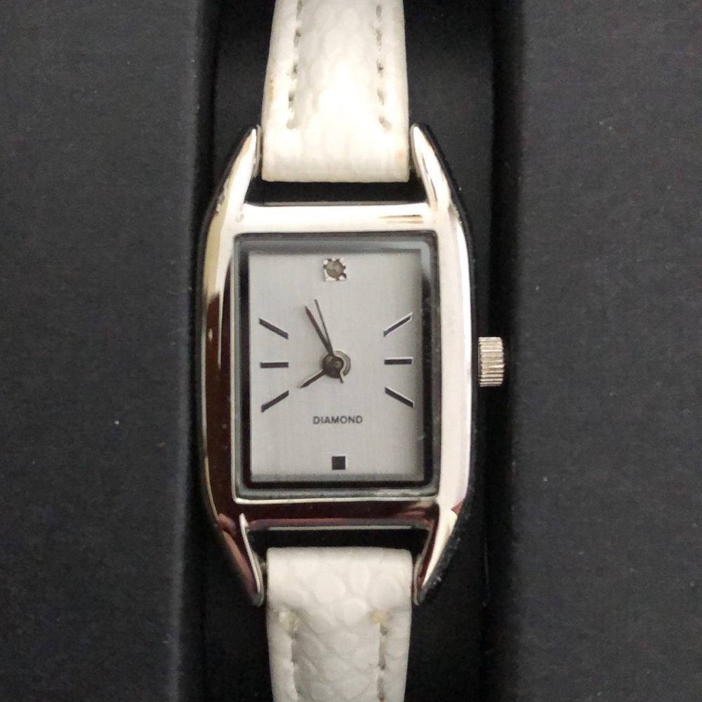 Women’s Watch White Band and Face Silver Rim